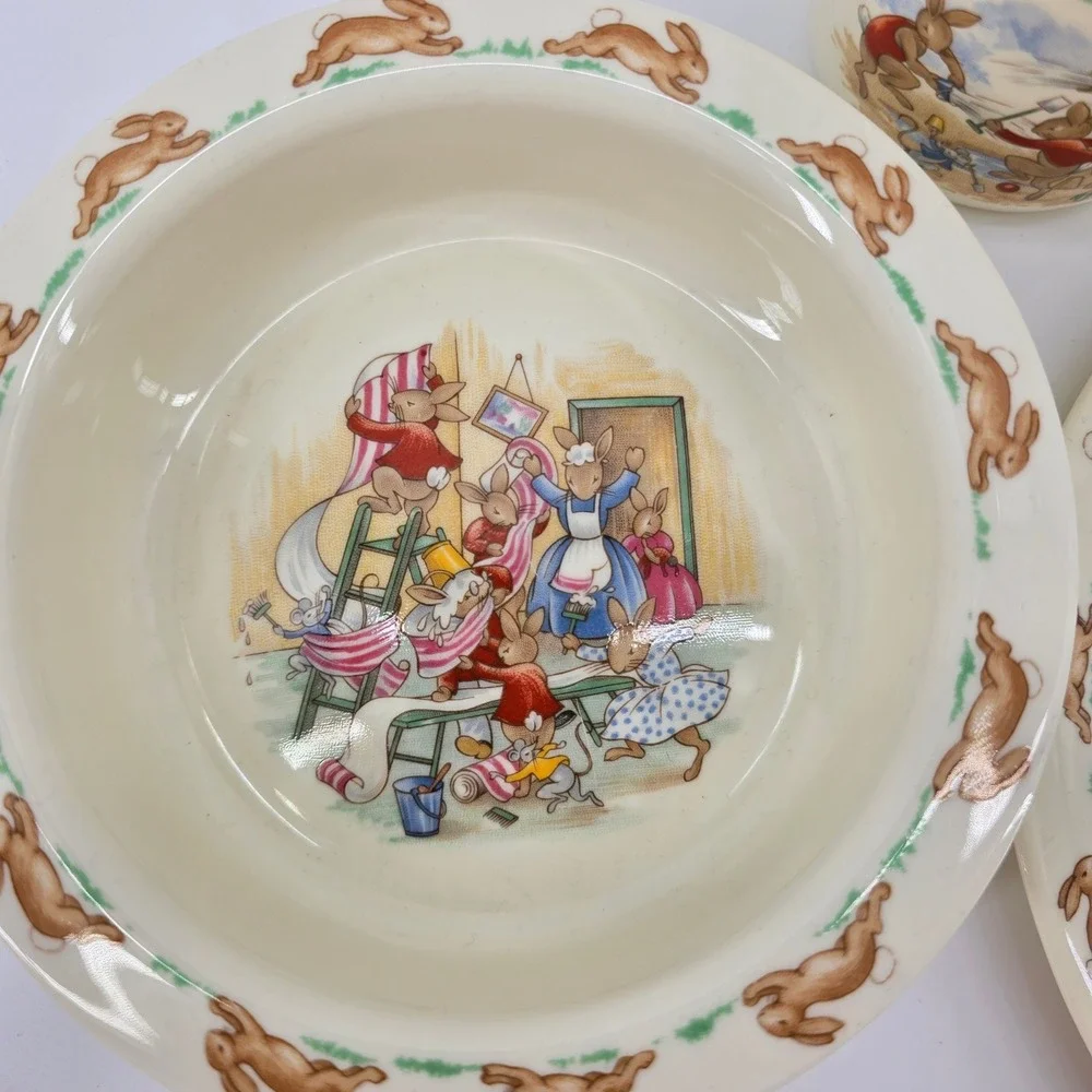 Royal Doulton Bunnykins Dinnerware Set Kids 4pc Bone‎ China Mugs Plate Bowl